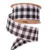 Plaid ribbon with wired edge 45mm x 10m – White/Black