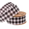 Plaid ribbon with wired edge 45mm x 10m – White/Black
