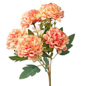 Silk Flower Bouquet, 5 Stems, 29cm Tall - Peach