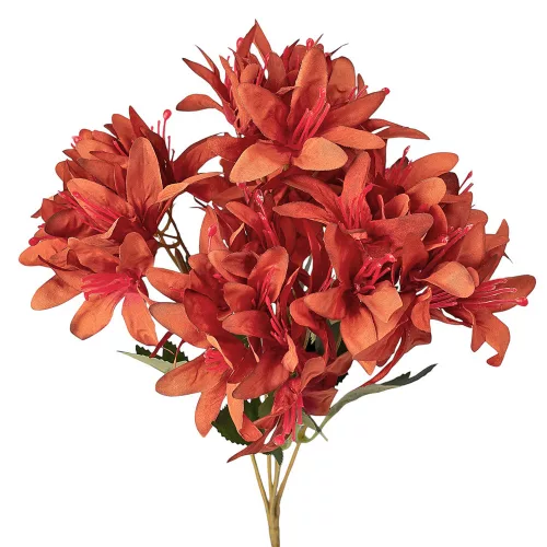 Selyemvirág csokor, 5 ágú, 29cm magas - Sötét narancssárga