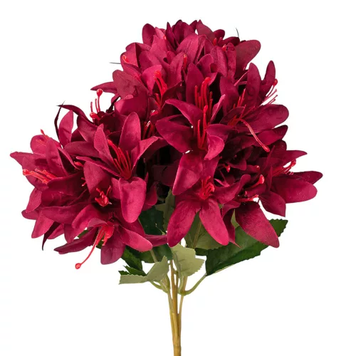 Selyemvirág csokor, 5 ágú, 29cm magas - Wine red