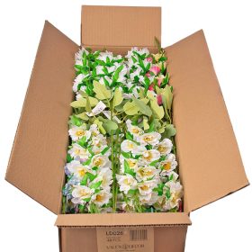 Virágos selyemvirág ág, 76cm - 48db-os mix