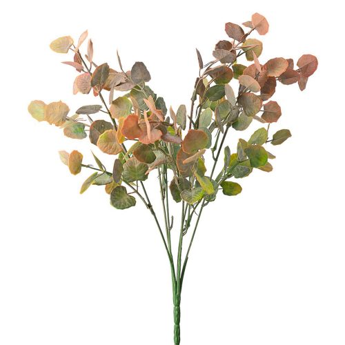 Eukaliptusz csokor, 7 ágú, 34cm magas - Zöld / Narancs