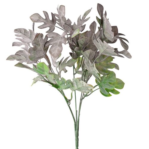 Monstera műnövény csokor  5 ágú, 35 cm magas - Zöld / Lila