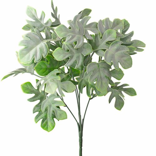 Monstera műnövény csokor  5 ágú, 35 cm magas - Világoszöld