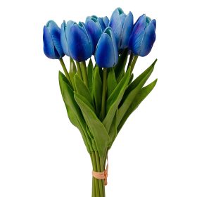 Real touch tulipán köteg, 10 szálas, 33.5cm magas - Kék