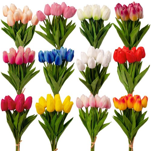 Real touch tulipán köteg, 10 szálas, 33.5cm magas - 30db-os mix