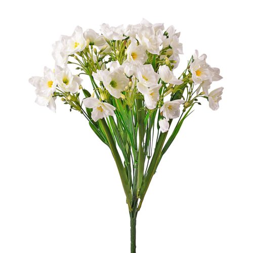 Nárcisz selyemvirág csokor, 47cm magas - Fehér