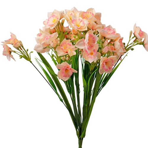 Daffodil silk flower bouquet, 47cm tall - Cream / Pink