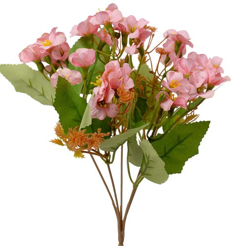 Small-flowered silk flower bouquet, 28cm tall - Pink