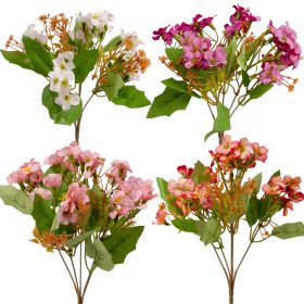 Kisvirágos selyemvirág csokor, 28cm magas - 60db-os mix