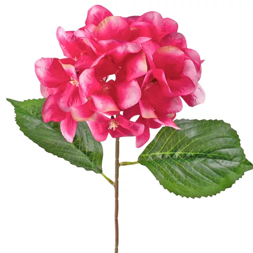 Hortenzia selyemvirág szál, 60cm magas - Fehér / Ciklámen