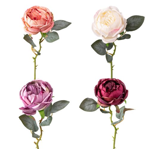 Bazsarózsa selyemvirág szál, 51cm magas - 48db-os mix