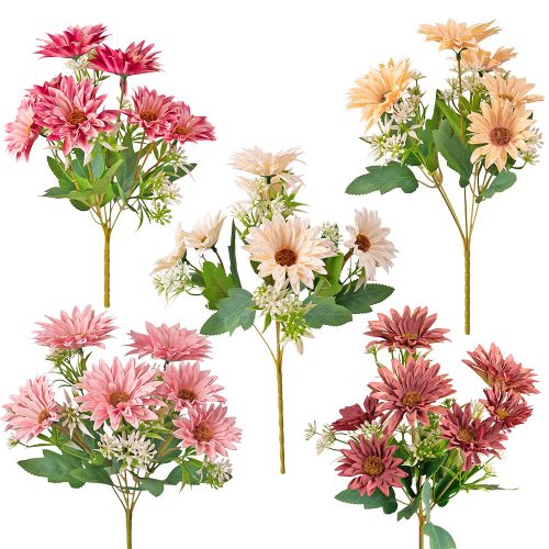 Gerbera selyemvirág csokor, 29cm magas - 48db-os mix