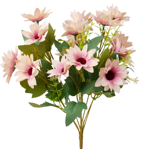 Selyemvirág csokor, 37cm magas - Púder rózsaszín