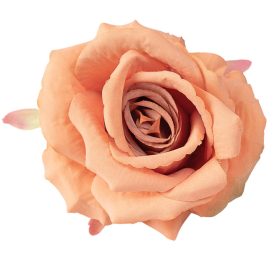 Rózsa selyemvirág fej, 9cm - Barack