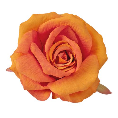 Rózsa selyemvirág fej, 9cm - Narancssárga