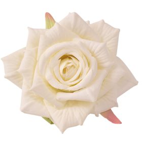 Rózsa selyemvirág fej, 9cm - Fehér
