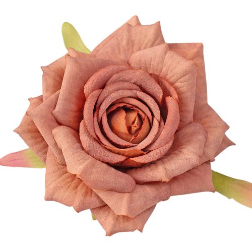Rózsa selyemvirág fej, 9cm - Barna