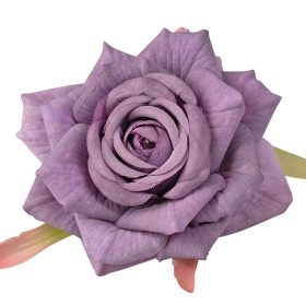Rózsa selyemvirág fej, 9cm - Sötétlila