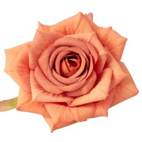 Rózsa selyemvirág fej, 9cm - Narancs