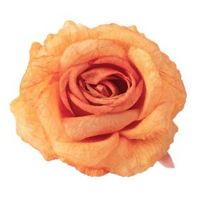 Rózsa selyemvirág fej, 11cm - Narancs 