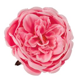 Angol rózsa selyemvirág fej, 10.5cm - Fehér / Rózsaszín