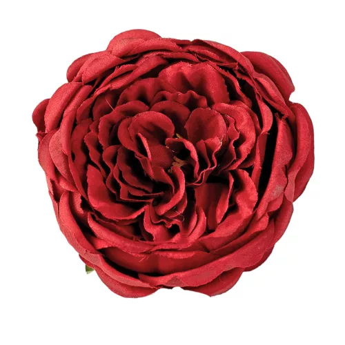 English rose silk flower head, 10.5cm - Burgundy
