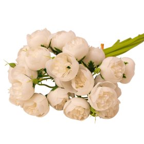 Buttercup Silk Flower Bundle, 24 Heads, 28cm Tall - White
