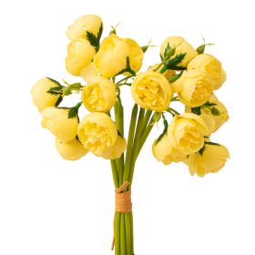   Buttercup Silk Flower Bundle, 24 Heads, 28cm Tall - Lemon Yellow