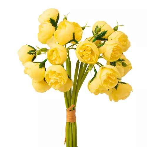 Boglárka selyemvirág köteg, 24 fejes, 28cm magas - Citromsárga