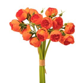 Buttercup Silk Flower Bundle, 24 Heads, 28cm Tall - Orange
