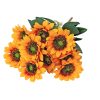 Sunflower Silk Flower Bouquet, 9 Heads, 40cm Tall, Flower Head Diameter: 8cm - Orange