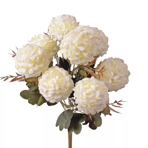 Krizantém selyemvirág csokor, 9 fejes, 40cm magas, virágfej átmérő: 7.5cm - Fehér