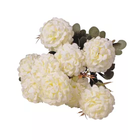   Krizantém selyemvirág csokor, 9 fejes, 40cm magas, virágfej átmérő: 7.5cm - Fehér