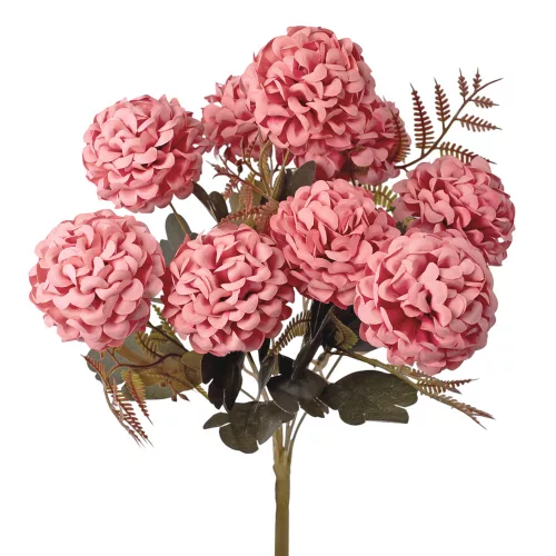 Krizantém selyemvirág csokor, 9 fejes, 40cm magas, virágfej átmérő: 7.5cm - Őszi rózsaszín