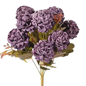   Krizantém selyemvirág csokor, 9 fejes, 40cm magas, virágfej átmérő: 7.5cm - Matt sötétlila