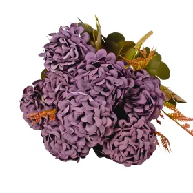   Krizantém selyemvirág csokor, 9 fejes, 40cm magas, virágfej átmérő: 7.5cm - Matt sötétlila