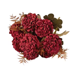   Krizantém selyemvirág csokor, 9 fejes, 40cm magas, virágfej átmérő: 7.5cm - Burgundy