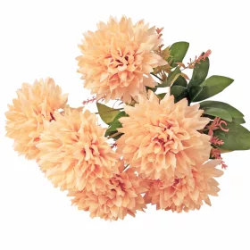   Krizantém selyemvirág csokor, 7 fejes, 42cm magas, virágfej átmérő: 9cm - Krém