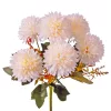 Krizantém selyemvirág csokor, 6 fejes, 29cm magas, virágfej átmérő: 6.5cm - Fehér