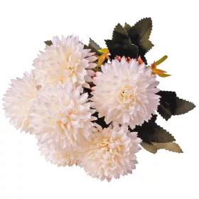   Krizantém selyemvirág csokor, 6 fejes, 29cm magas, virágfej átmérő: 6.5cm - Fehér