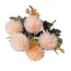 Krizantém selyemvirág csokor, 6 fejes, 29cm magas, virágfej átmérő: 6.5cm - Törtfehér