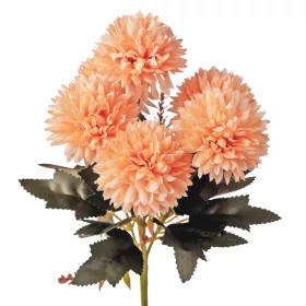   Krizantém selyemvirág csokor, 6 fejes, 29cm magas, virágfej átmérő: 6.5cm - Krém