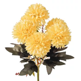   Krizantém selyemvirág csokor, 6 fejes, 29cm magas, virágfej átmérő: 6.5cm - Krém