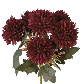   Krizantém selyemvirág csokor, 6 fejes, 29cm magas, virágfej átmérő: 6.5cm - Mély bordó