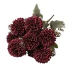 Krizantém selyemvirág csokor, 6 fejes, 29cm magas, virágfej átmérő: 6.5cm - Mély bordó