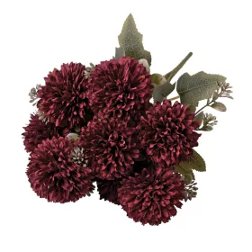   Krizantém selyemvirág csokor, 6 fejes, 29cm magas, virágfej átmérő: 6.5cm - Mély bordó