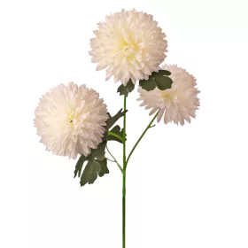   Krizantém selyemvirág ág, 3 fejes, 66cm magas, virágfej átmérő: 8cm - Fehér