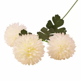   Krizantém selyemvirág ág, 3 fejes, 66cm magas, virágfej átmérő: 8cm - Fehér